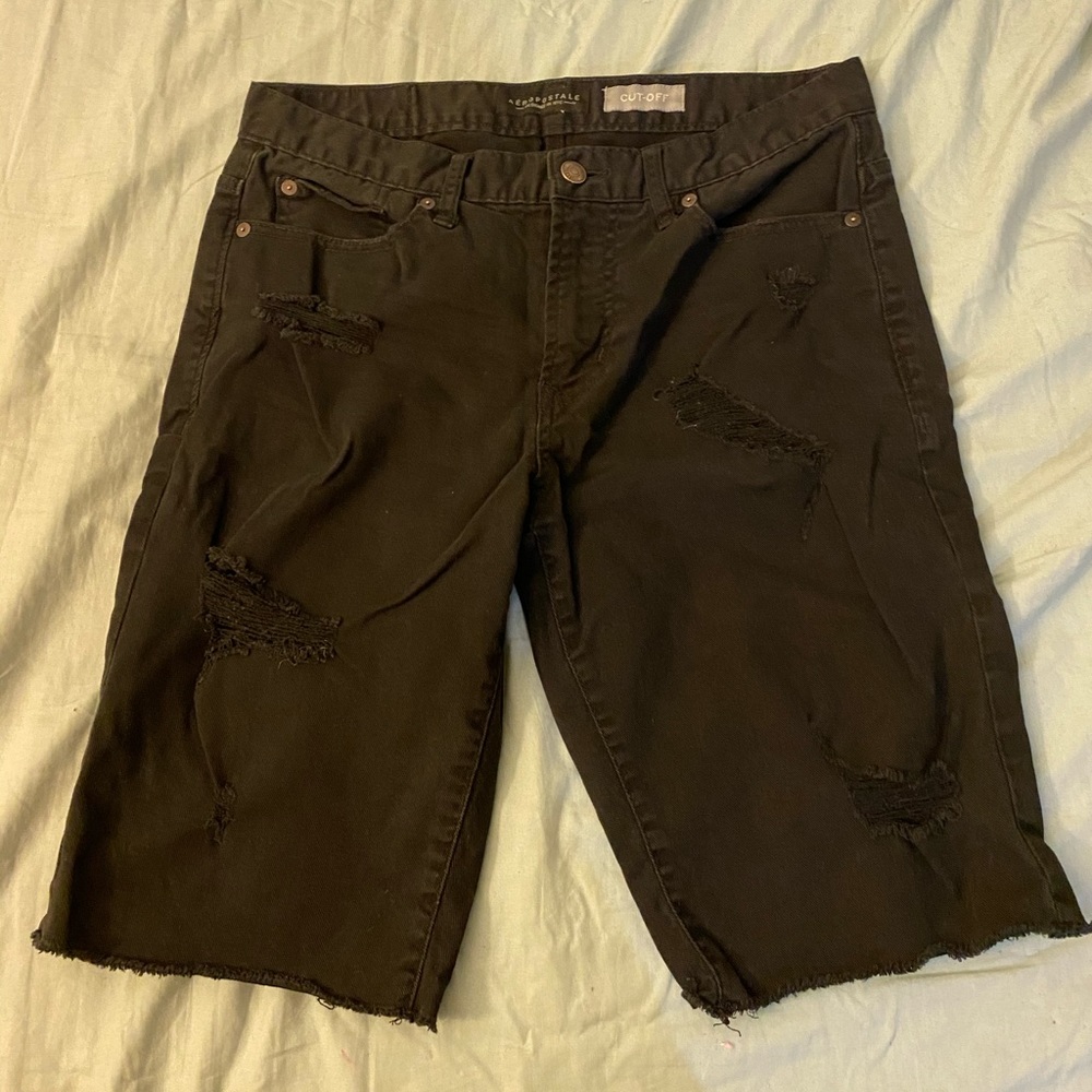 men’s aeropostale’s black denim shorts 30W